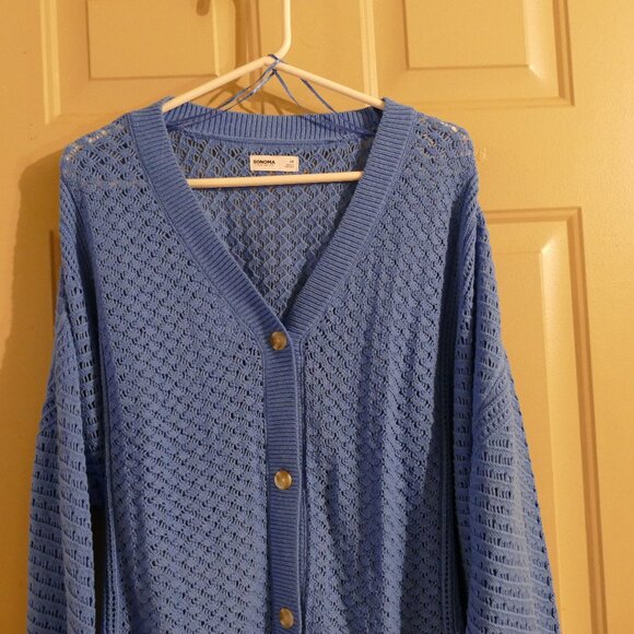 Plus Size Sonoma Goods For Life Button-Front Crochet Cardigan - Picture 9 of 11